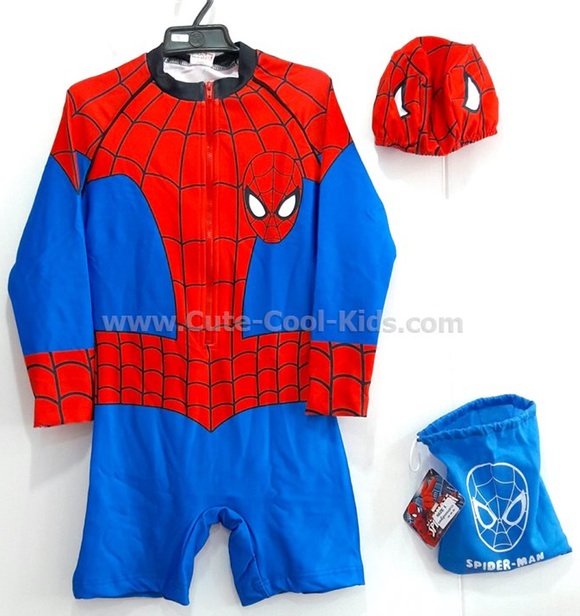 ชุดว่ายน้ำเด็กชาย แฟชั่นการ์ตูน Spiderman XL* XS* S* M* XL* XXL*